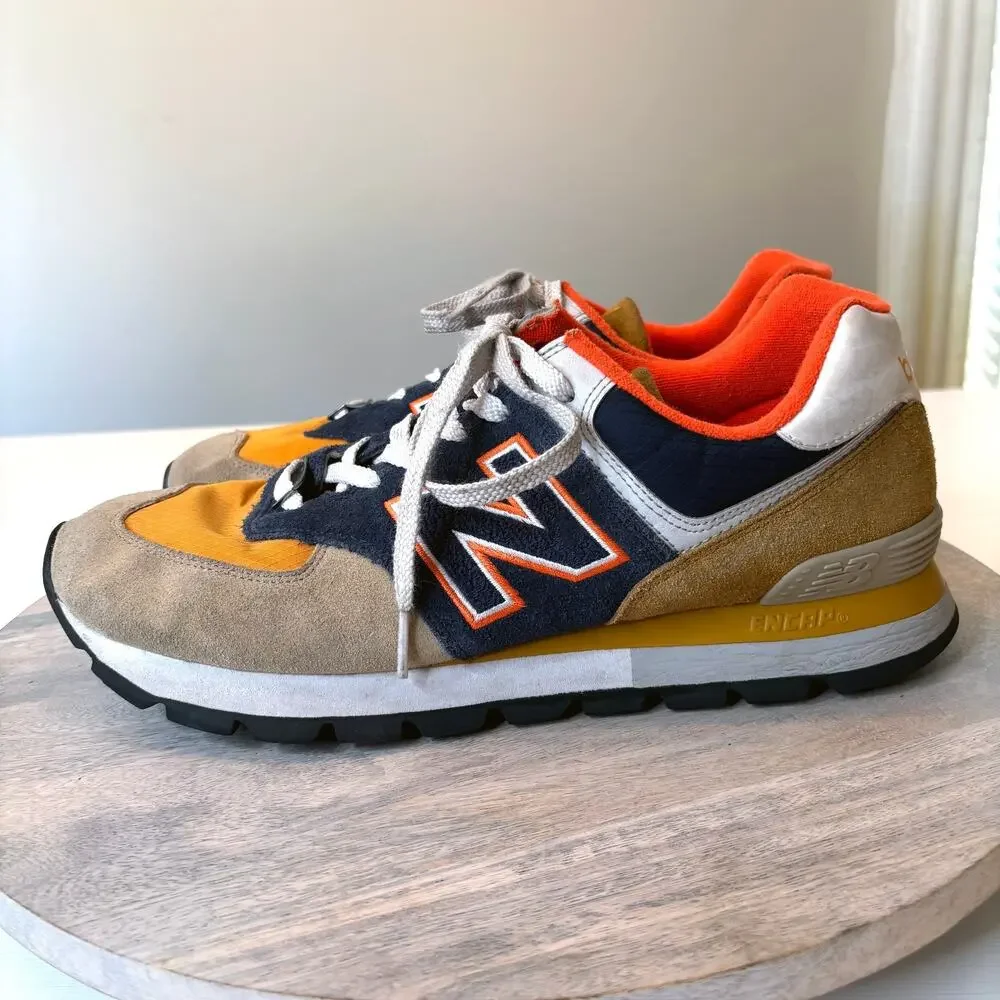New Balance 574 Rugged ML574DWP Brown Navy Orange Men's Size 11.5 Sneakers